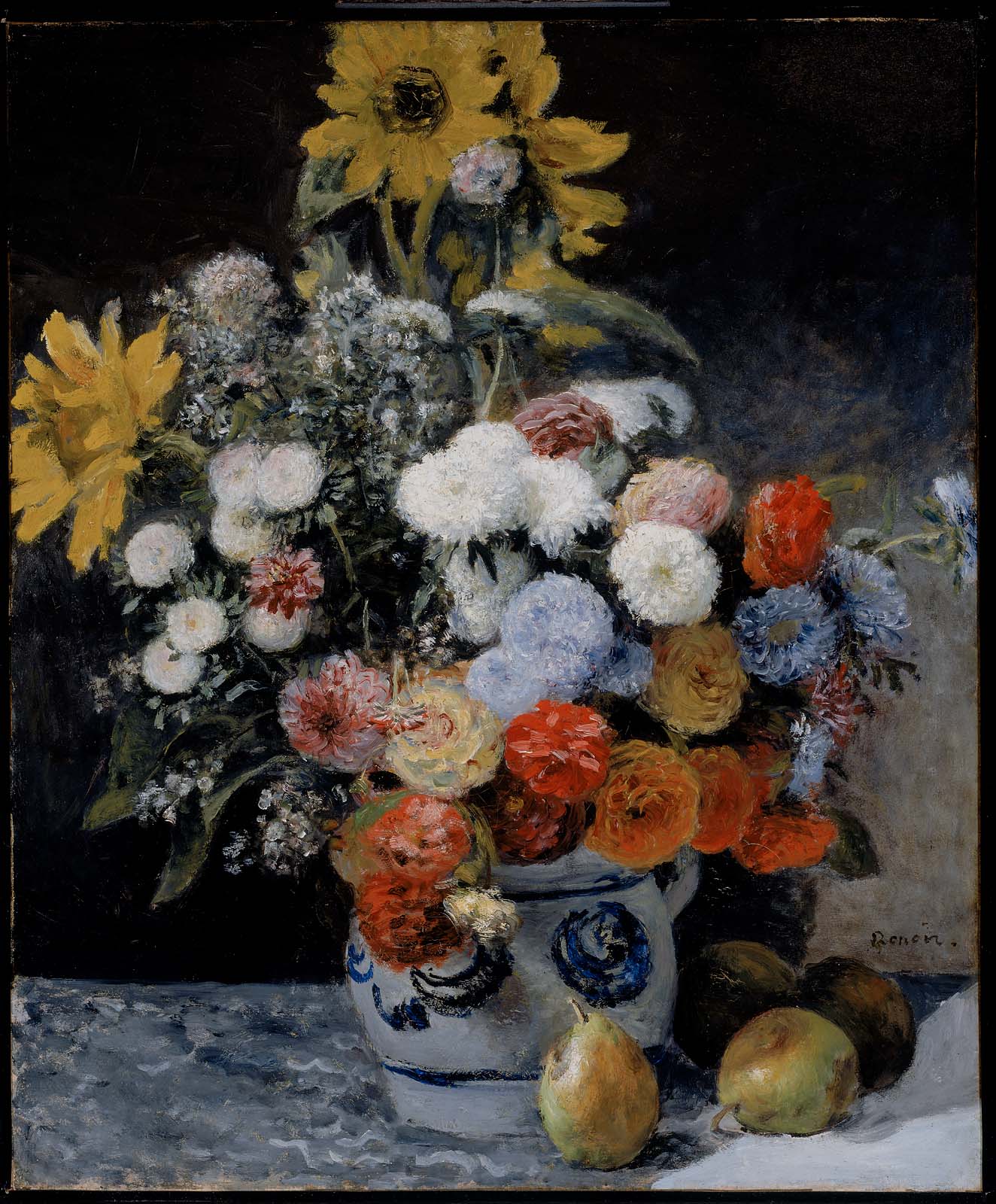 Mixed flowers in an earthware pot 1869